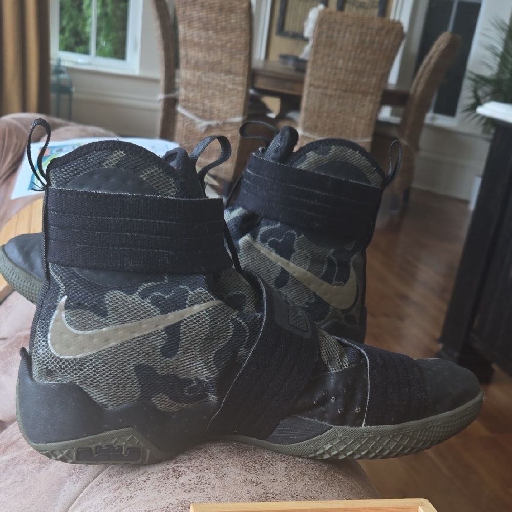 Nike Black and Olive Camo High-Tops LeBrons